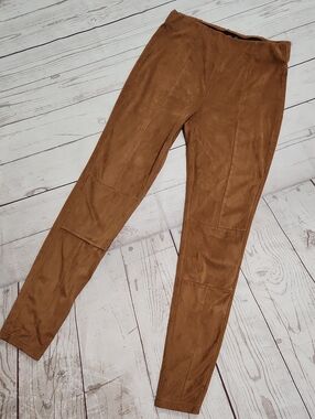 Ci Sono Faux Suede Skinny Leggings - Cognac Brown